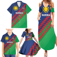 Namibia Cricket Custom Family Matching Summer Maxi Dress and Hawaiian Shirt Namibian Sporty Pattern Flag Motif - Wonder Print Shop