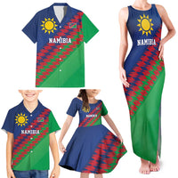 Namibia Cricket Custom Family Matching Tank Maxi Dress and Hawaiian Shirt Namibian Sporty Pattern Flag Motif - Wonder Print Shop