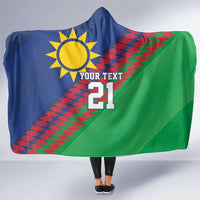Namibia Cricket Custom Hooded Blanket Namibian Sporty Pattern Flag Motif - Wonder Print Shop