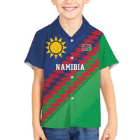 Namibia Cricket Custom Kid Hawaiian Shirt Namibian Sporty Pattern Flag Motif - Wonder Print Shop