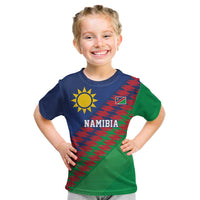 Namibia Cricket Custom Kid T Shirt Namibian Sporty Pattern Flag Motif - Wonder Print Shop