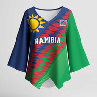 Namibia Cricket Custom Kimono Sleeve Blouse Namibian Sporty Pattern Flag Motif - Wonder Print Shop