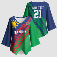 Namibia Cricket Custom Kimono Sleeve Blouse Namibian Sporty Pattern Flag Motif - Wonder Print Shop