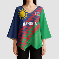 Namibia Cricket Custom Kimono Sleeve Blouse Namibian Sporty Pattern Flag Motif - Wonder Print Shop