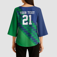 Namibia Cricket Custom Kimono Sleeve Blouse Namibian Sporty Pattern Flag Motif - Wonder Print Shop