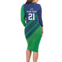 Namibia Cricket Custom Long Sleeve Bodycon Dress Namibian Sporty Pattern Flag Motif - Wonder Print Shop