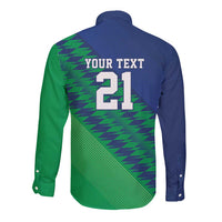 Namibia Cricket Custom Long Sleeve Button Shirt Namibian Sporty Pattern Flag Motif - Wonder Print Shop