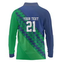 Namibia Cricket Custom Long Sleeve Polo Shirt Namibian Sporty Pattern Flag Motif - Wonder Print Shop