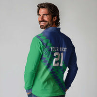 Namibia Cricket Custom Long Sleeve Polo Shirt Namibian Sporty Pattern Flag Motif - Wonder Print Shop