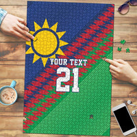 Namibia Cricket Custom Puzzle Namibian Sporty Pattern Flag Motif - Wonder Print Shop