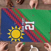 Namibia Cricket Custom Puzzle Namibian Sporty Pattern Flag Motif - Wonder Print Shop