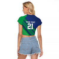 Namibia Cricket Custom Raglan Cropped T Shirt Namibian Sporty Pattern Flag Motif - Wonder Print Shop