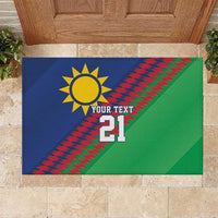Namibia Cricket Custom Rubber Doormat Namibian Sporty Pattern Flag Motif - Wonder Print Shop