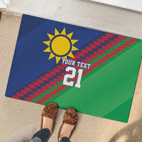 Namibia Cricket Custom Rubber Doormat Namibian Sporty Pattern Flag Motif - Wonder Print Shop