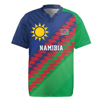 Namibia Cricket Custom Rugby Jersey Namibian Sporty Pattern Flag Motif - Wonder Print Shop
