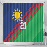 Namibia Cricket Custom Shower Curtain Namibian Sporty Pattern Flag Motif - Wonder Print Shop