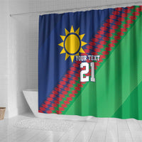Namibia Cricket Custom Shower Curtain Namibian Sporty Pattern Flag Motif - Wonder Print Shop