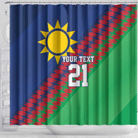 Namibia Cricket Custom Shower Curtain Namibian Sporty Pattern Flag Motif - Wonder Print Shop