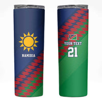 Namibia Cricket Custom Skinny Tumbler Namibian Sporty Pattern Flag Motif - Wonder Print Shop