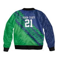 Namibia Cricket Custom Sleeve Zip Bomber Jacket Namibian Sporty Pattern Flag Motif - Wonder Print Shop