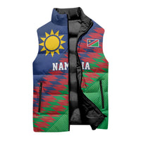 Namibia Cricket Custom Sleeveless Puffer Jacket Namibian Sporty Pattern Flag Motif - Wonder Print Shop