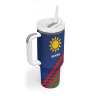 Namibia Cricket Custom Tumbler With Handle Namibian Sporty Pattern Flag Motif - Wonder Print Shop
