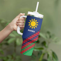 Namibia Cricket Custom Tumbler With Handle Namibian Sporty Pattern Flag Motif - Wonder Print Shop