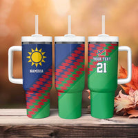 Namibia Cricket Custom Tumbler With Handle Namibian Sporty Pattern Flag Motif - Wonder Print Shop