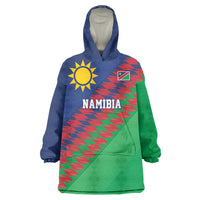 Namibia Cricket Custom Wearable Blanket Hoodie Namibian Sporty Pattern Flag Motif - Wonder Print Shop