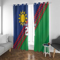 Namibia Cricket Custom Window Curtain Namibian Sporty Pattern Flag Motif - Wonder Print Shop