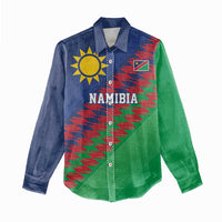 Namibia Cricket Custom Women Casual Shirt Namibian Sporty Pattern Flag Motif - Wonder Print Shop