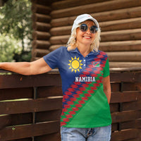 Namibia Cricket Custom Women Polo Shirt Namibian Sporty Pattern Flag Motif - Wonder Print Shop
