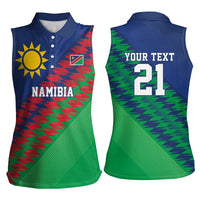 Namibia Cricket Custom Women Sleeveless Polo Shirt Namibian Sporty Pattern Flag Motif - Wonder Print Shop