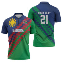 Namibia Cricket Custom Zipper Polo Shirt Namibian Sporty Pattern Flag Motif - Wonder Print Shop