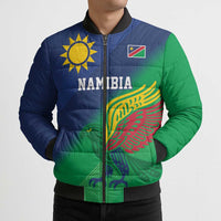 Namibia Rugby Custom Bomber Puffer Jacket Welwitschias African Fish Eagle - Wonder Print Shop