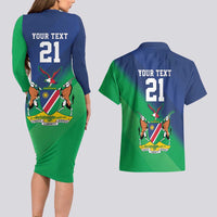 Namibia Rugby Custom Couples Matching Long Sleeve Bodycon Dress and Hawaiian Shirt Welwitschias African Fish Eagle - Wonder Print Shop