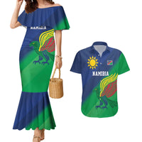 Namibia Rugby Custom Couples Matching Mermaid Dress and Hawaiian Shirt Welwitschias African Fish Eagle - Wonder Print Shop
