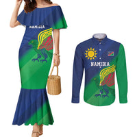 Namibia Rugby Custom Couples Matching Mermaid Dress and Long Sleeve Button Shirt Welwitschias African Fish Eagle - Wonder Print Shop