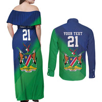 Namibia Rugby Custom Couples Matching Off Shoulder Maxi Dress and Long Sleeve Button Shirt Welwitschias African Fish Eagle - Wonder Print Shop