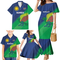 Namibia Rugby Custom Family Matching Mermaid Dress and Hawaiian Shirt Welwitschias African Fish Eagle - Wonder Print Shop