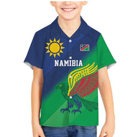 Namibia Rugby Custom Family Matching Mermaid Dress and Hawaiian Shirt Welwitschias African Fish Eagle - Wonder Print Shop