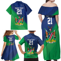 Namibia Rugby Custom Family Matching Off Shoulder Maxi Dress and Hawaiian Shirt Welwitschias African Fish Eagle - Wonder Print Shop