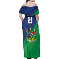 Namibia Rugby Custom Family Matching Off Shoulder Maxi Dress and Hawaiian Shirt Welwitschias African Fish Eagle - Wonder Print Shop