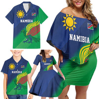 Namibia Rugby Custom Family Matching Off Shoulder Short Dress and Hawaiian Shirt Welwitschias African Fish Eagle - Wonder Print Shop