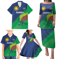 Namibia Rugby Custom Family Matching Puletasi and Hawaiian Shirt Welwitschias African Fish Eagle - Wonder Print Shop