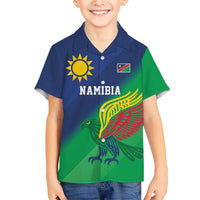 Namibia Rugby Custom Family Matching Short Sleeve Bodycon Dress and Hawaiian Shirt Welwitschias African Fish Eagle - Wonder Print Shop