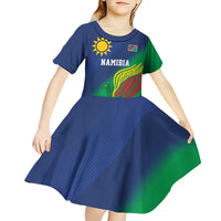 Namibia Rugby Custom Kid Short Sleeve Dress Welwitschias African Fish Eagle - Wonder Print Shop
