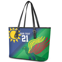 Namibia Rugby Custom Leather Tote Bag Welwitschias African Fish Eagle - Wonder Print Shop