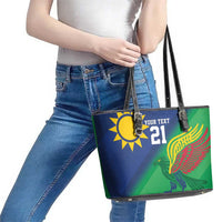 Namibia Rugby Custom Leather Tote Bag Welwitschias African Fish Eagle - Wonder Print Shop