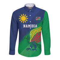 Namibia Rugby Custom Long Sleeve Button Shirt Welwitschias African Fish Eagle - Wonder Print Shop